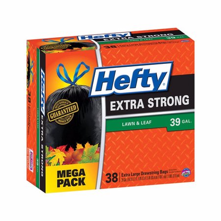 HEFTY Extra Strong 39 gal Lawn and Leaf Bags Drawstring 38 pk, 38PK E87038